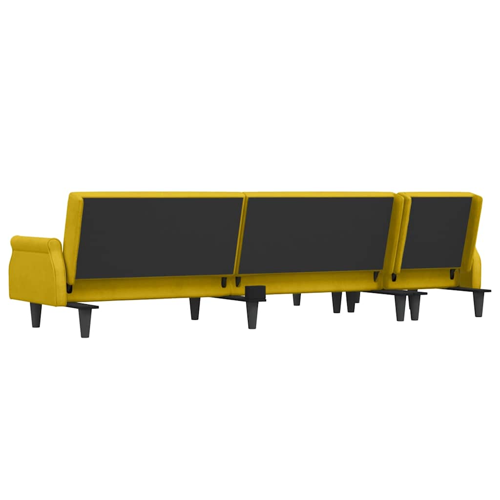 Καναπές Κρεβάτι Γωνιακός Κίτρινος 271 x 140 x 70 εκ. Βελούδινος - Pakobazaar