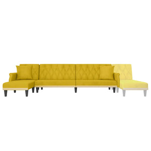Καναπές Κρεβάτι Γωνιακός Κίτρινος 271 x 140 x 70 εκ. Βελούδινος - Pakobazaar