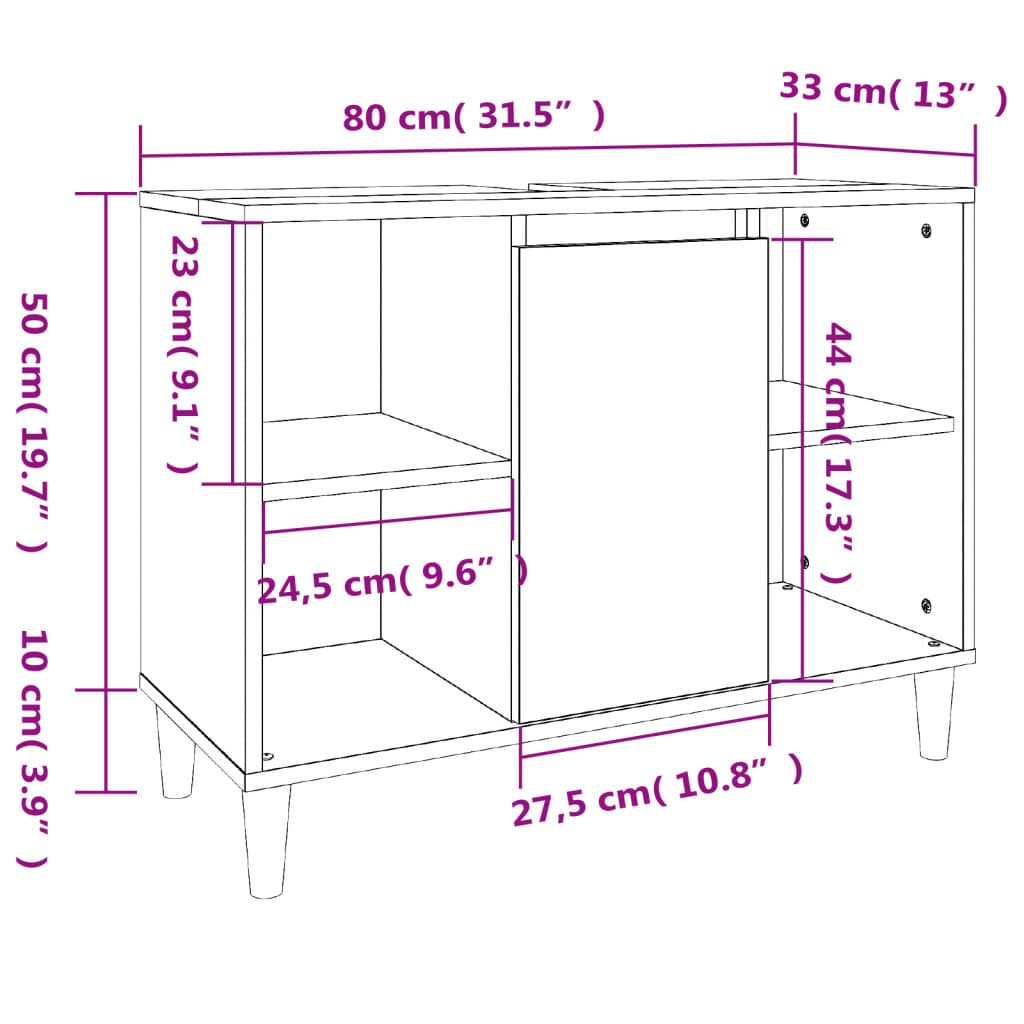 Σετ Επίπλων Μπάνιου 3 Τεμαχίων Γκρι Σκυροδέματος από Επεξ. Ξύλο - Pakobazaar