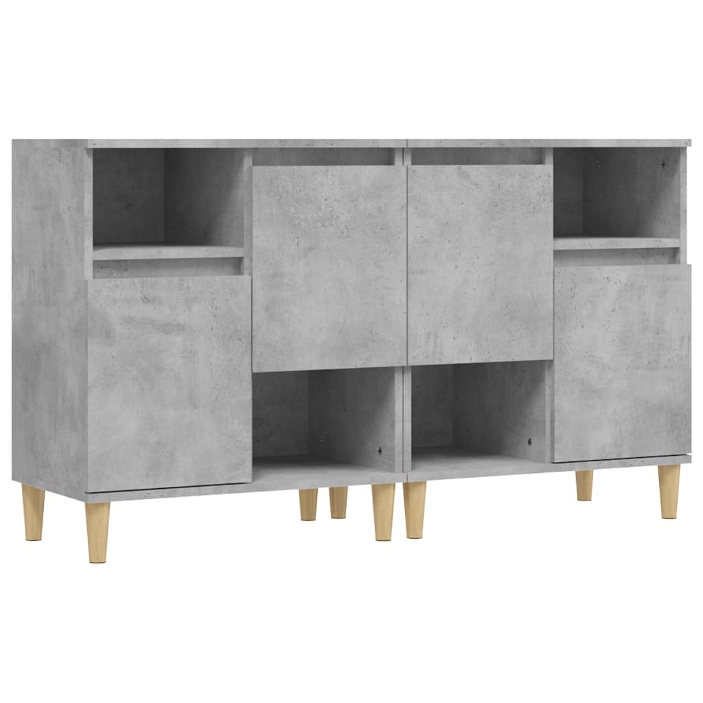 Ντουλάπια 2 τεμ. Γκρι Σκυροδέματος 60x35x70 εκ. Επεξεργ. Ξύλο