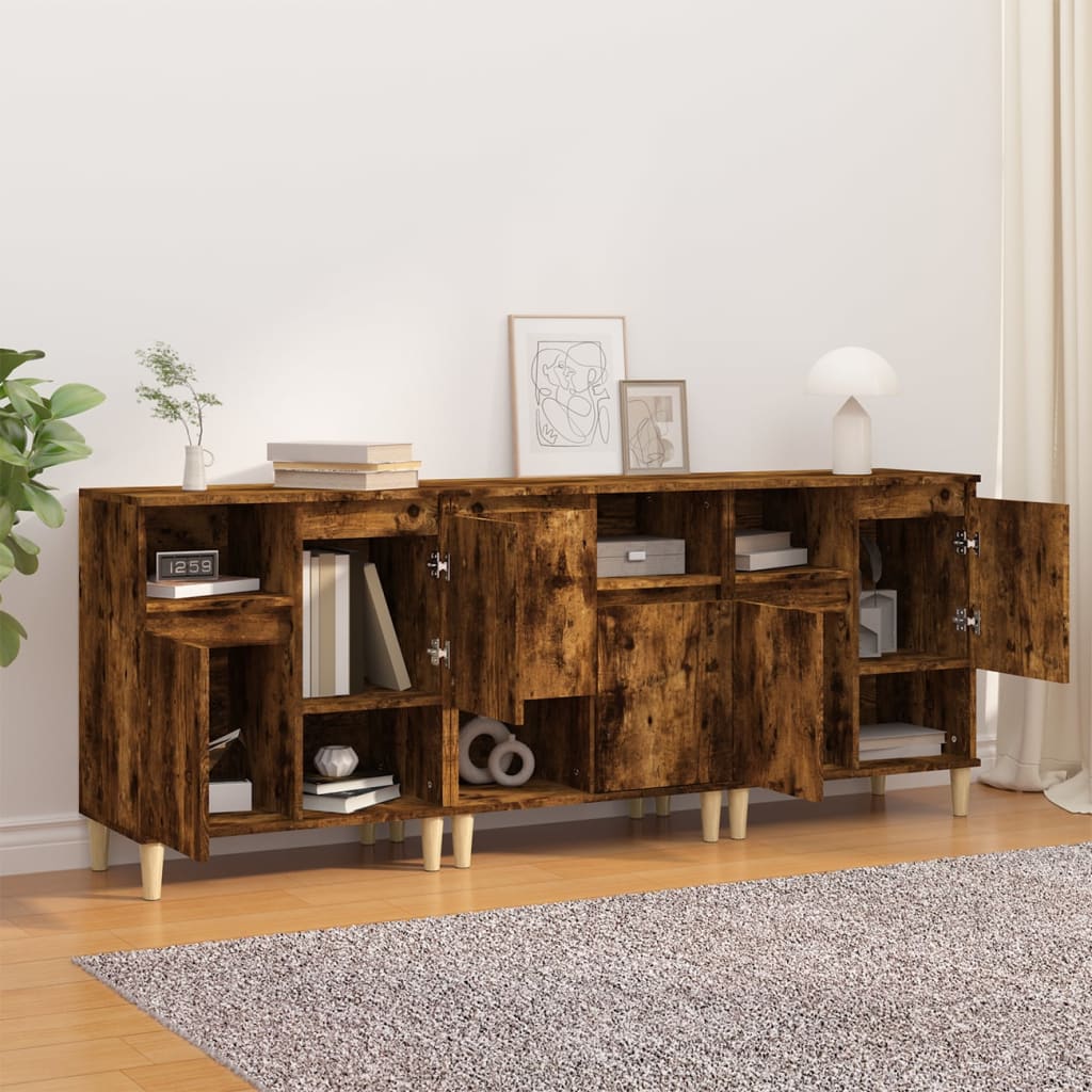 Ντουλάπια 3 τεμ. Καπνιστή Δρυς 60x35x70 εκ. Επεξεργασμένο Ξύλο