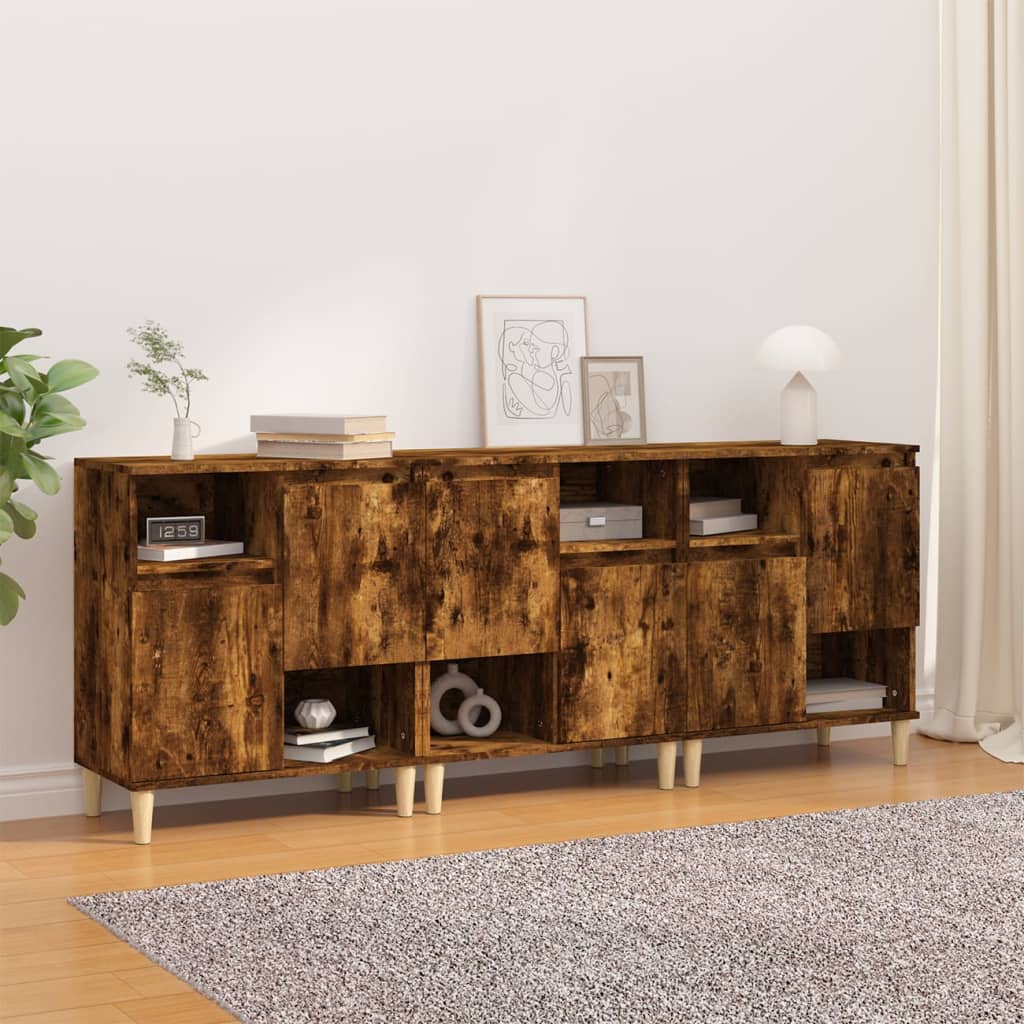 Ντουλάπια 3 τεμ. Καπνιστή Δρυς 60x35x70 εκ. Επεξεργασμένο Ξύλο