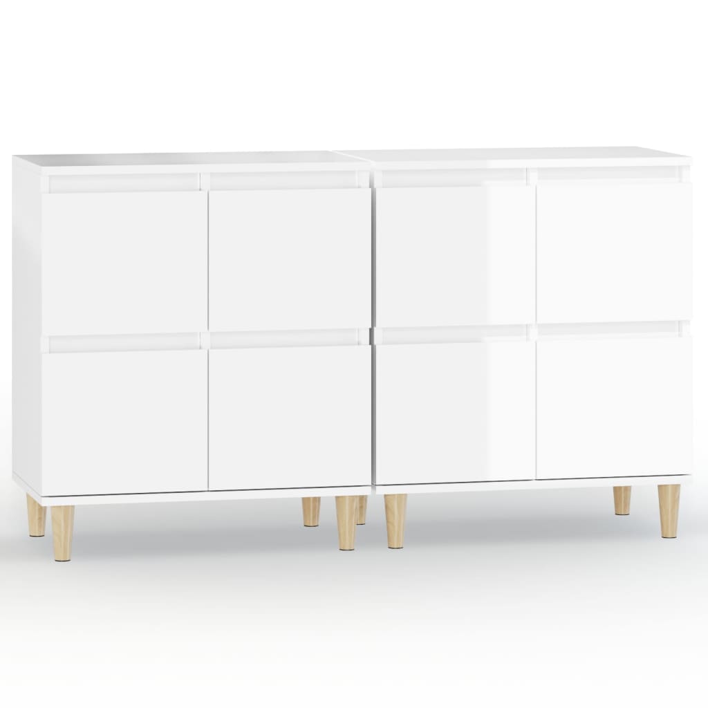 Ντουλάπια 2 τεμ. Γυαλιστ. Λευκό 60x35x70 εκ. Επεξεργασμένο Ξύλο