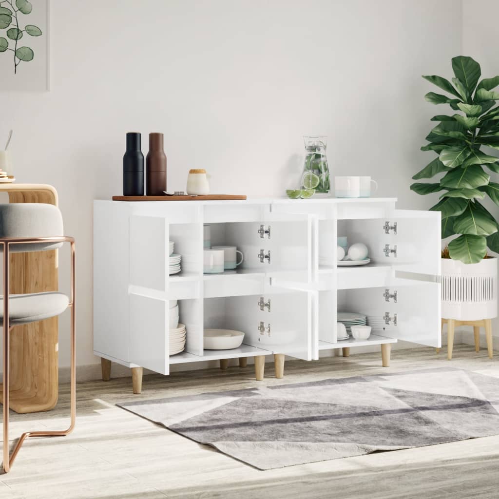 Ντουλάπια 2 τεμ. Γυαλιστ. Λευκό 60x35x70 εκ. Επεξεργασμένο Ξύλο