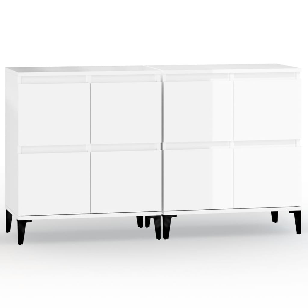 Ντουλάπια 2 τεμ. Γυαλιστ. Λευκό 60x35x70 εκ. Επεξεργασμένο Ξύλο