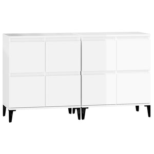Ντουλάπια 2 τεμ. Γυαλιστ. Λευκό 60x35x70 εκ. Επεξεργασμένο Ξύλο