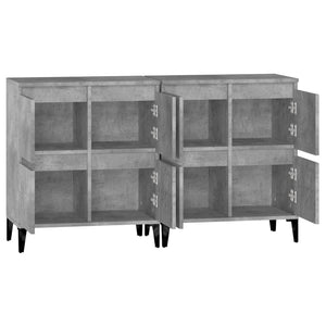 Ντουλάπια 2 τεμ. Γκρι Σκυροδέματος 60x35x70 εκ. Επεξεργ. Ξύλο