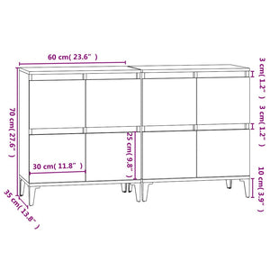 Ντουλάπια 2 τεμ. Γκρι Σκυροδέματος 60x35x70 εκ. Επεξεργ. Ξύλο
