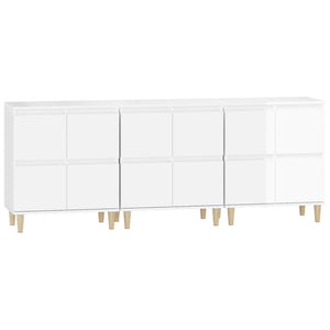 Ντουλάπια 3 τεμ. Γυαλιστ. Λευκό 60x35x70 εκ. Επεξεργασμένο Ξύλο