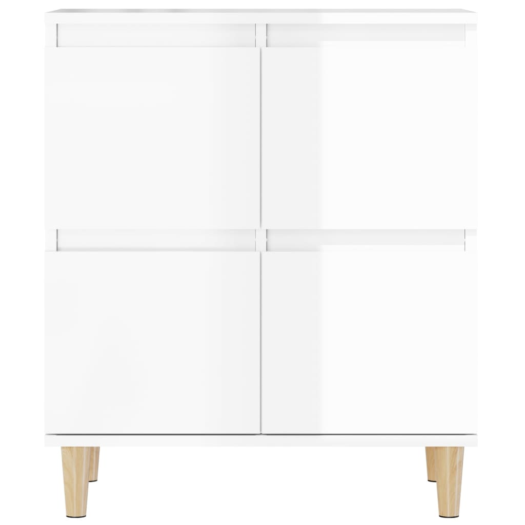 Ντουλάπια 3 τεμ. Γυαλιστ. Λευκό 60x35x70 εκ. Επεξεργασμένο Ξύλο