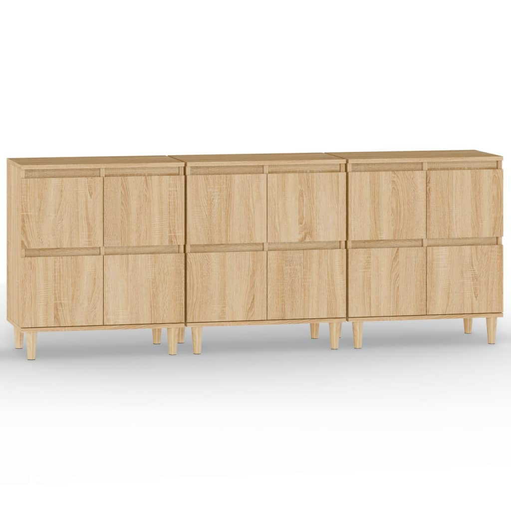 Ντουλάπια 3 τεμ. Sonoma Δρυς 60x35x70 εκ. Επεξεργασμένο Ξύλο