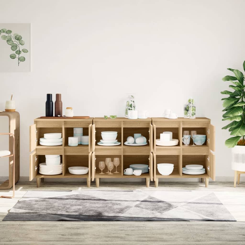 Ντουλάπια 3 τεμ. Sonoma Δρυς 60x35x70 εκ. Επεξεργασμένο Ξύλο