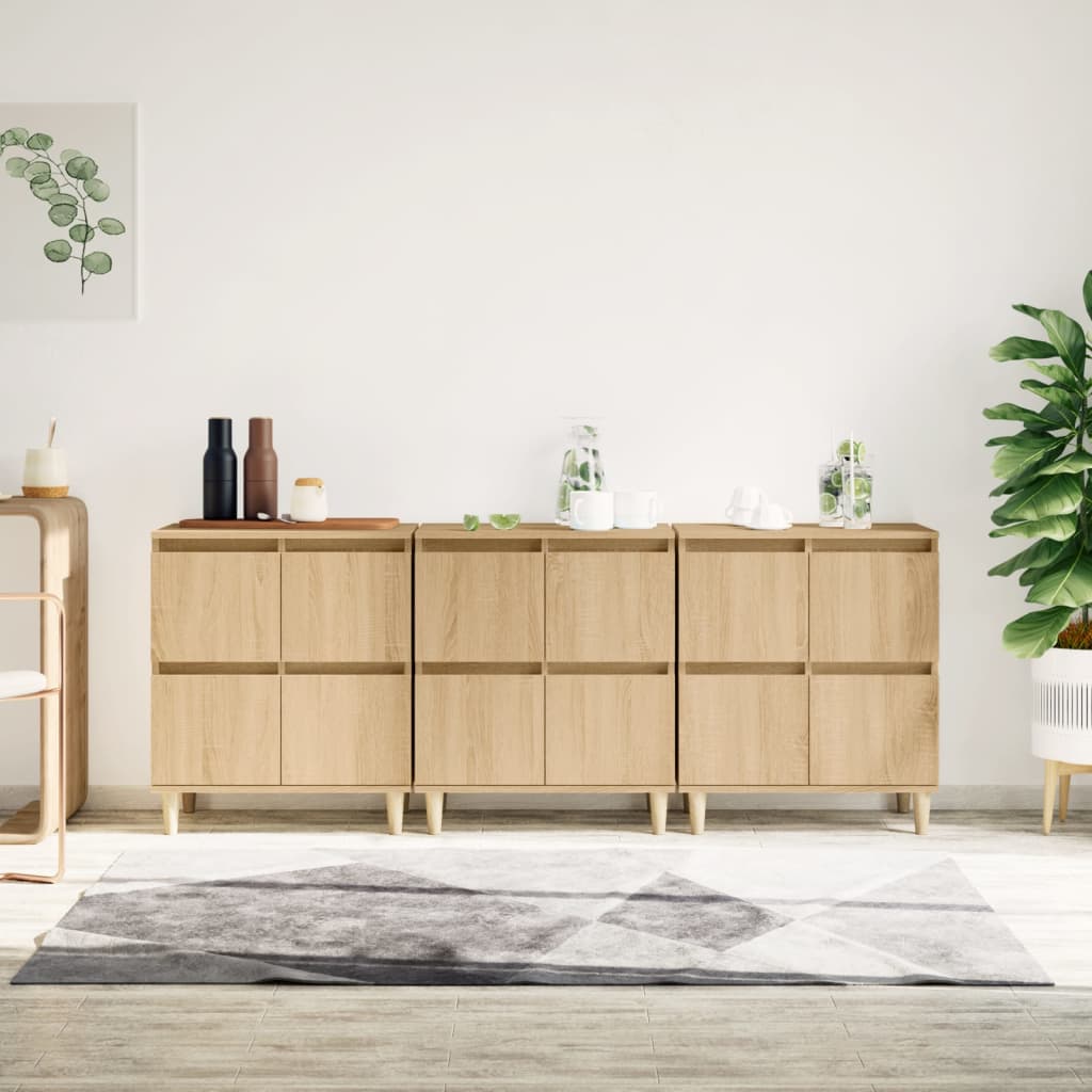Ντουλάπια 3 τεμ. Sonoma Δρυς 60x35x70 εκ. Επεξεργασμένο Ξύλο