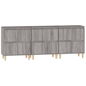 Ντουλάπι 3 τεμ. Γκρι Sonoma 60x35x70 εκ. από Επεξεργασμένο Ξύλο