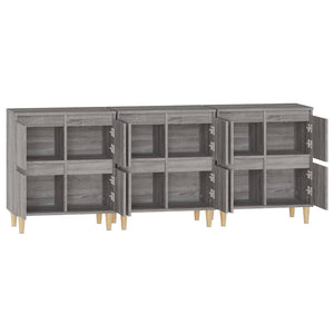 Ντουλάπι 3 τεμ. Γκρι Sonoma 60x35x70 εκ. από Επεξεργασμένο Ξύλο