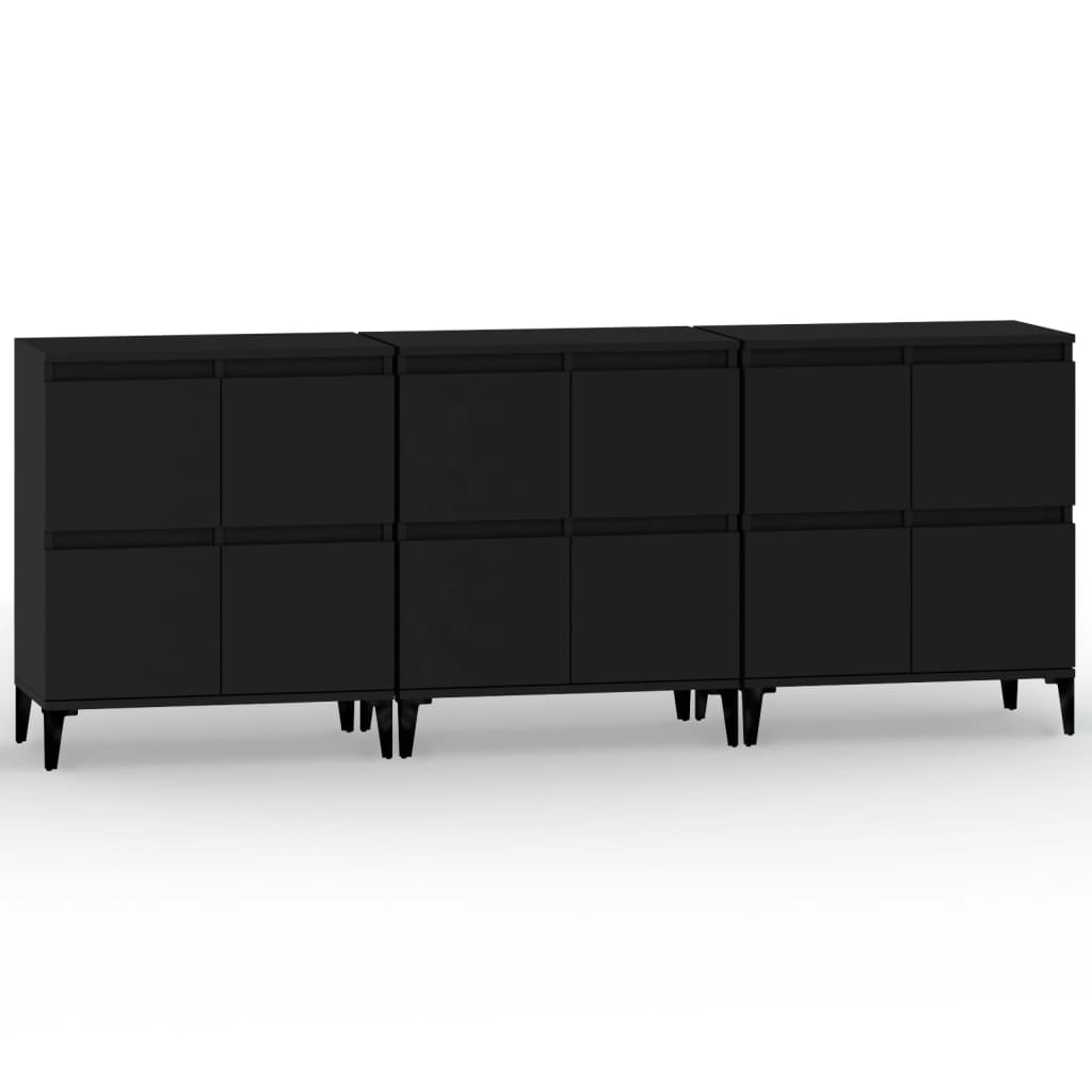 Ντουλάπια 3 τεμ. Μαύρα 60x35x70 εκ. Επεξεργασμένο Ξύλο