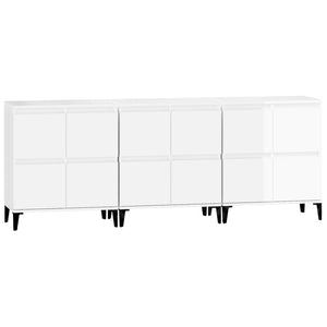Ντουλάπια 3 τεμ. Γυαλιστ. Λευκό 60x35x70 εκ. Επεξεργασμένο Ξύλο - Pakobazaar