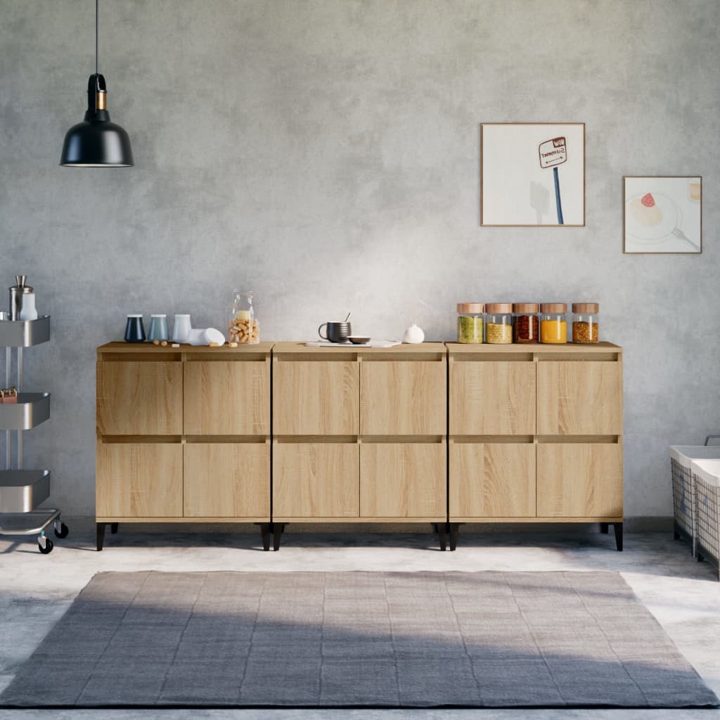 Ντουλάπια 3 τεμ. Sonoma Δρυς 60x35x70 εκ. Επεξεργασμένο Ξύλο