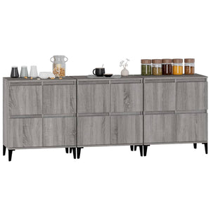 Ντουλάπι 3 τεμ. Γκρι Sonoma 60x35x70 εκ. από Επεξεργασμένο Ξύλο