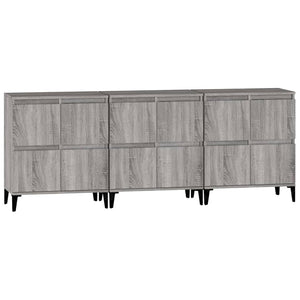 Ντουλάπι 3 τεμ. Γκρι Sonoma 60x35x70 εκ. από Επεξεργασμένο Ξύλο