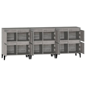 Ντουλάπι 3 τεμ. Γκρι Sonoma 60x35x70 εκ. από Επεξεργασμένο Ξύλο