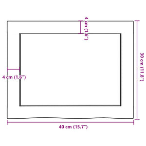 Πάγκος Μπάνιου 40x30x(2-4) εκ. από Ακατέργαστο Μασίφ Ξύλο