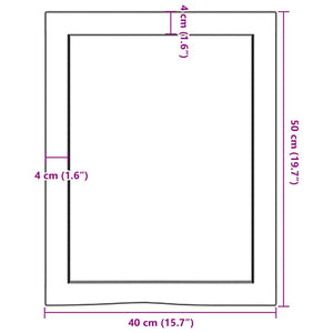 Πάγκος Μπάνιου 40x50x(2-6) εκ. από Ακατέργαστο Μασίφ Ξύλο