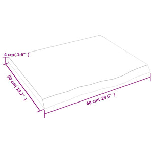 Πάγκος Μπάνιου 60 x 50 x (2-4) εκ. από Ακατέργαστο Μασίφ Ξύλο
