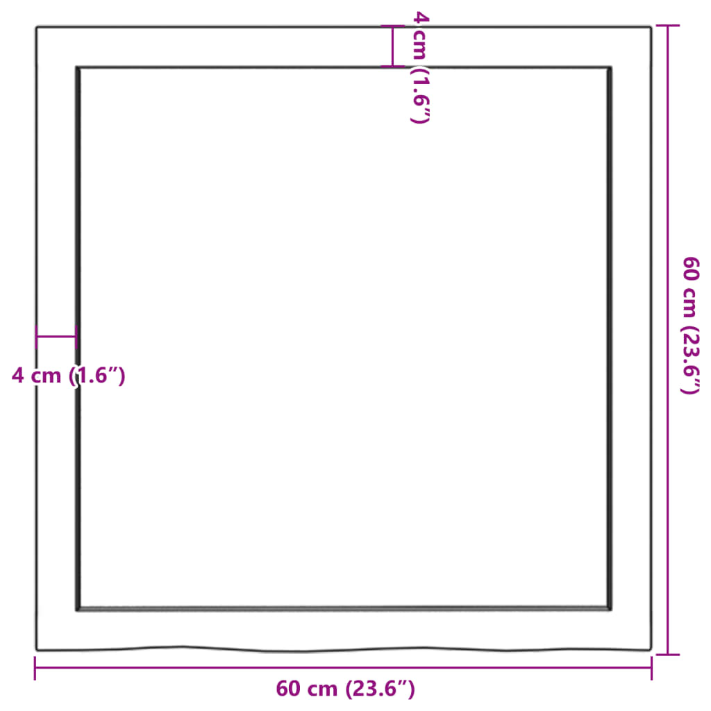 Πάγκος Μπάνιου 60 x 60 x (2-4) εκ. από Ακατέργαστο Μασίφ Ξύλο