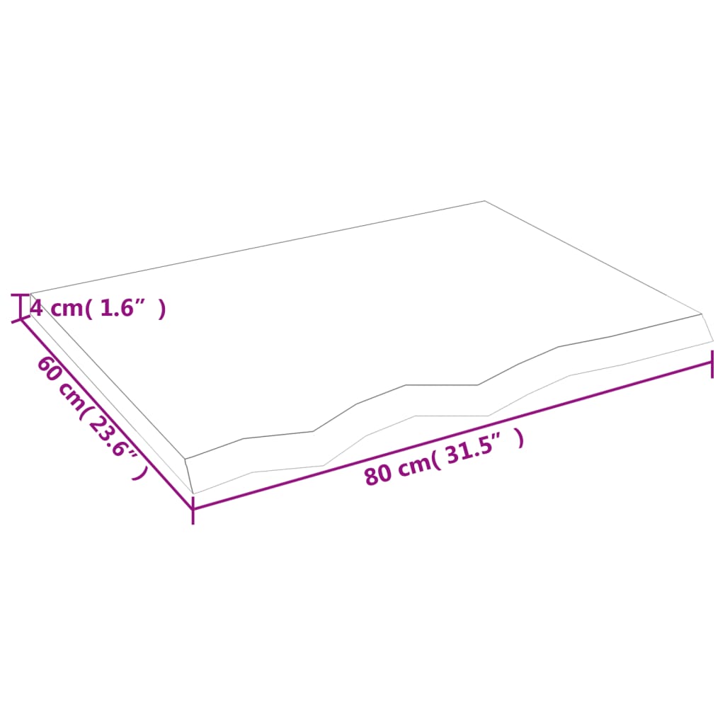Πάγκος Μπάνιου 80x60x(2-4) εκ. από Ακατέργαστο Μασίφ Ξύλο