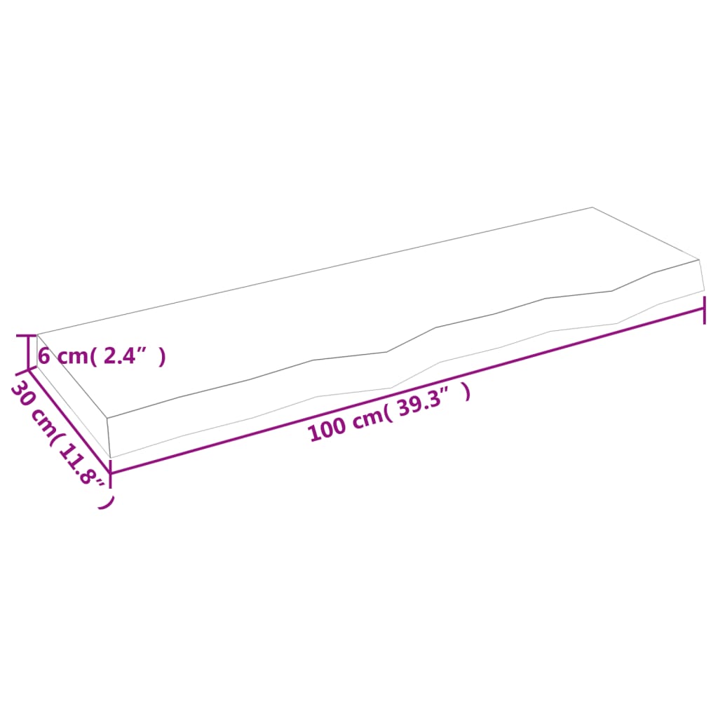 Πάγκος Μπάνιου 100x30x(2-6) εκ. από Ακατέργαστο Μασίφ Ξύλο