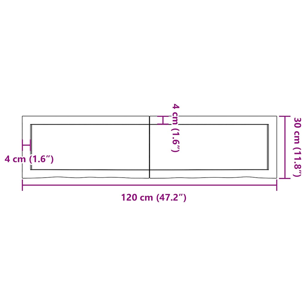 Πάγκος Μπάνιου 120x30x(2-4) εκ. από Ακατέργαστο Μασίφ Ξύλο - Pakobazaar