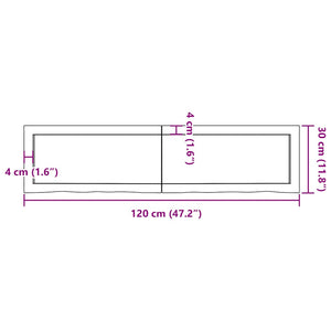 Πάγκος Μπάνιου 120x30x(2-4) εκ. από Ακατέργαστο Μασίφ Ξύλο - Pakobazaar