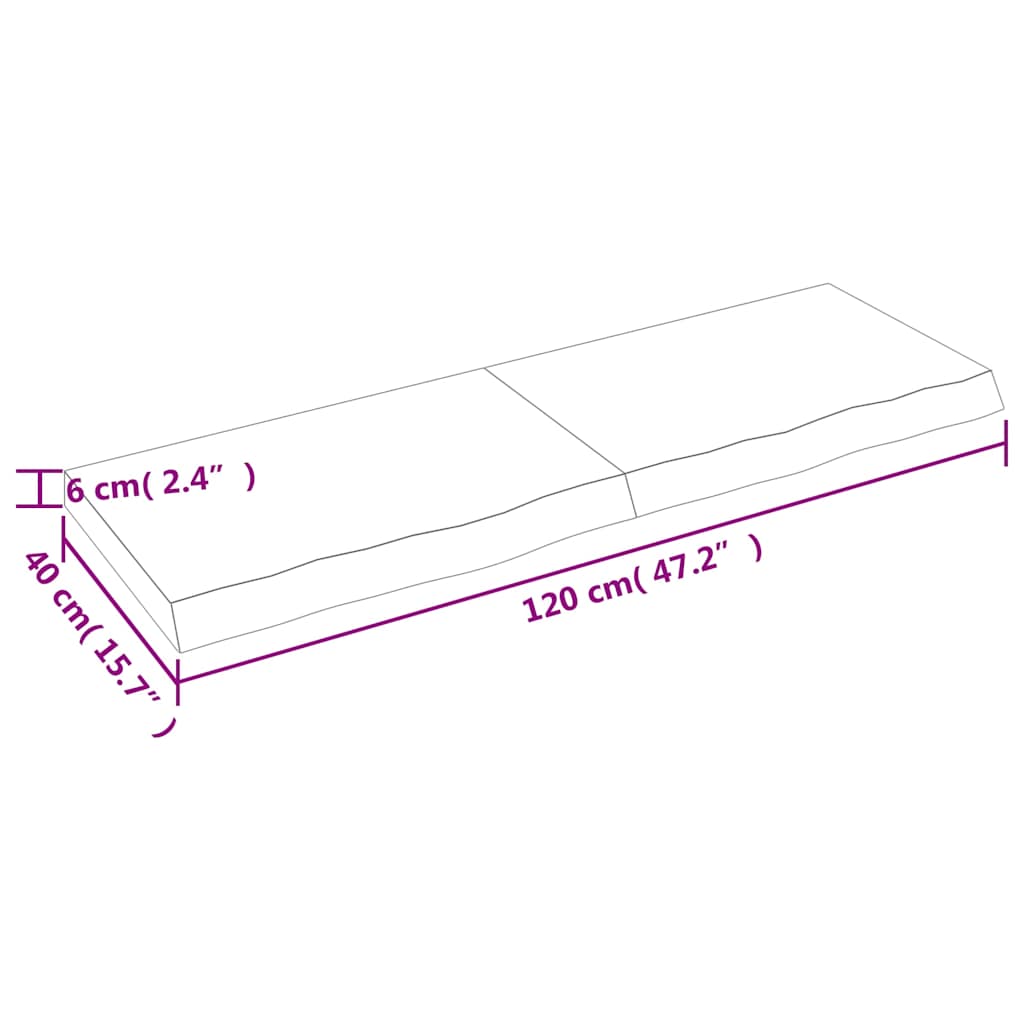 Πάγκος Μπάνιου 120 x 40 x (2-6) εκ. από Ακατέργαστο Μασίφ Ξύλο