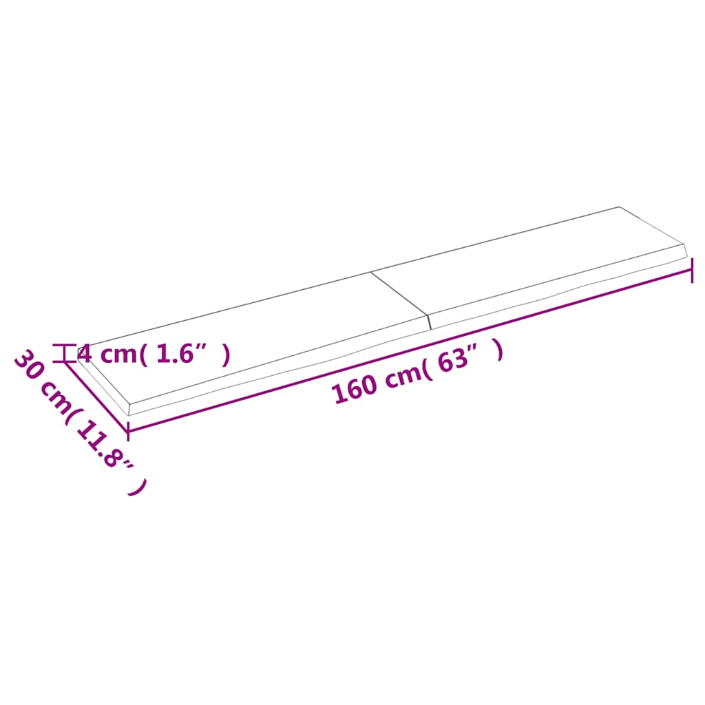 Πάγκος Μπάνιου 160x30x(2-4) εκ. από Ακατέργαστο Μασίφ Ξύλο
