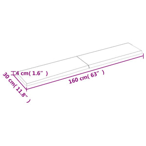 Πάγκος Μπάνιου 160x30x(2-4) εκ. από Ακατέργαστο Μασίφ Ξύλο