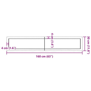 Πάγκος Μπάνιου 160x30x(2-4) εκ. από Ακατέργαστο Μασίφ Ξύλο