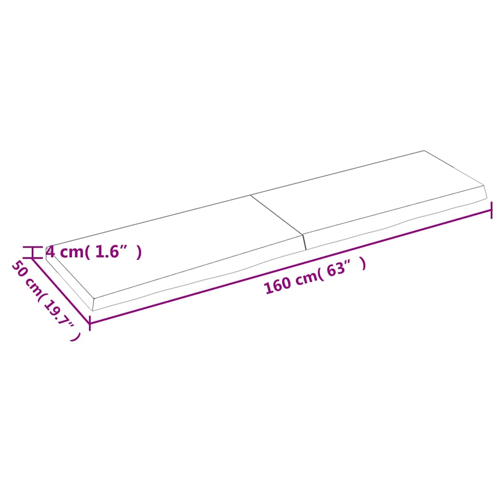 Πάγκος Μπάνιου 160x50x(2-4) εκ. από Ακατέργαστο Μασίφ Ξύλο