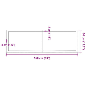 Πάγκος Μπάνιου 160x50x(2-4) εκ. από Ακατέργαστο Μασίφ Ξύλο