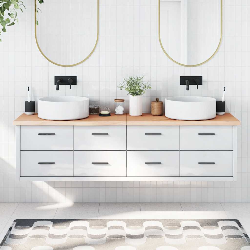 Πάγκος Μπάνιου 180x30x(2-4) εκ. από Ακατέργαστο Μασίφ Ξύλο