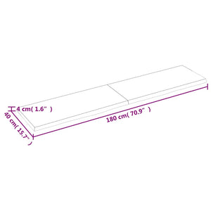 Πάγκος Μπάνιου 180x40x(2-4) εκ. από Ακατέργαστο Μασίφ Ξύλο
