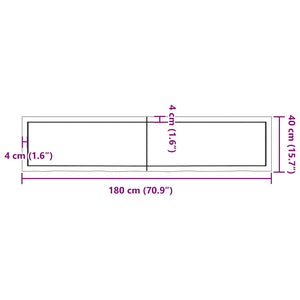 Πάγκος Μπάνιου 180x40x(2-4) εκ. από Ακατέργαστο Μασίφ Ξύλο