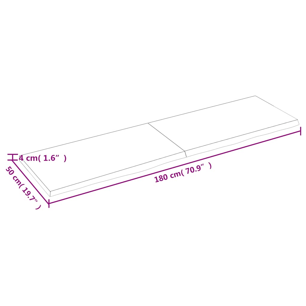 Πάγκος Μπάνιου 180x50x(2-4) εκ. από Ακατέργαστο Μασίφ Ξύλο