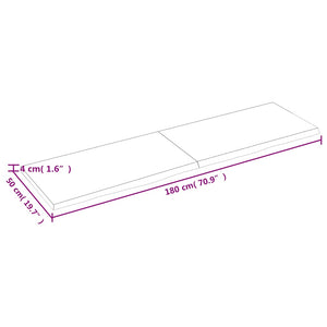 Πάγκος Μπάνιου 180x50x(2-4) εκ. από Ακατέργαστο Μασίφ Ξύλο