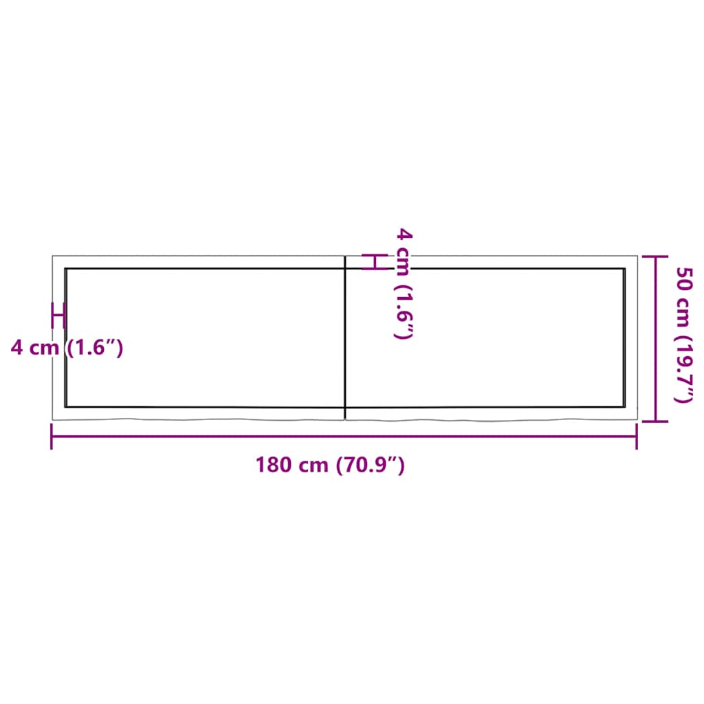 Πάγκος Μπάνιου 180x50x(2-4) εκ. από Ακατέργαστο Μασίφ Ξύλο