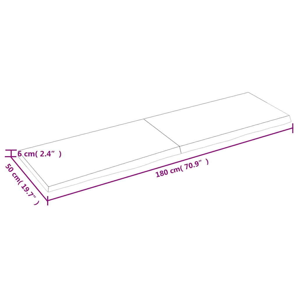 Πάγκος Μπάνιου 180x50x(2-6) εκ. από Ακατέργαστο Μασίφ Ξύλο