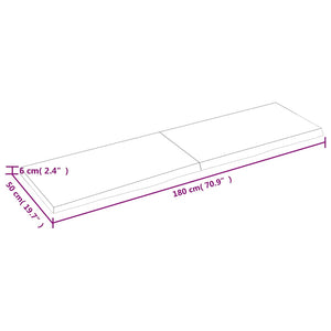 Πάγκος Μπάνιου 180x50x(2-6) εκ. από Ακατέργαστο Μασίφ Ξύλο
