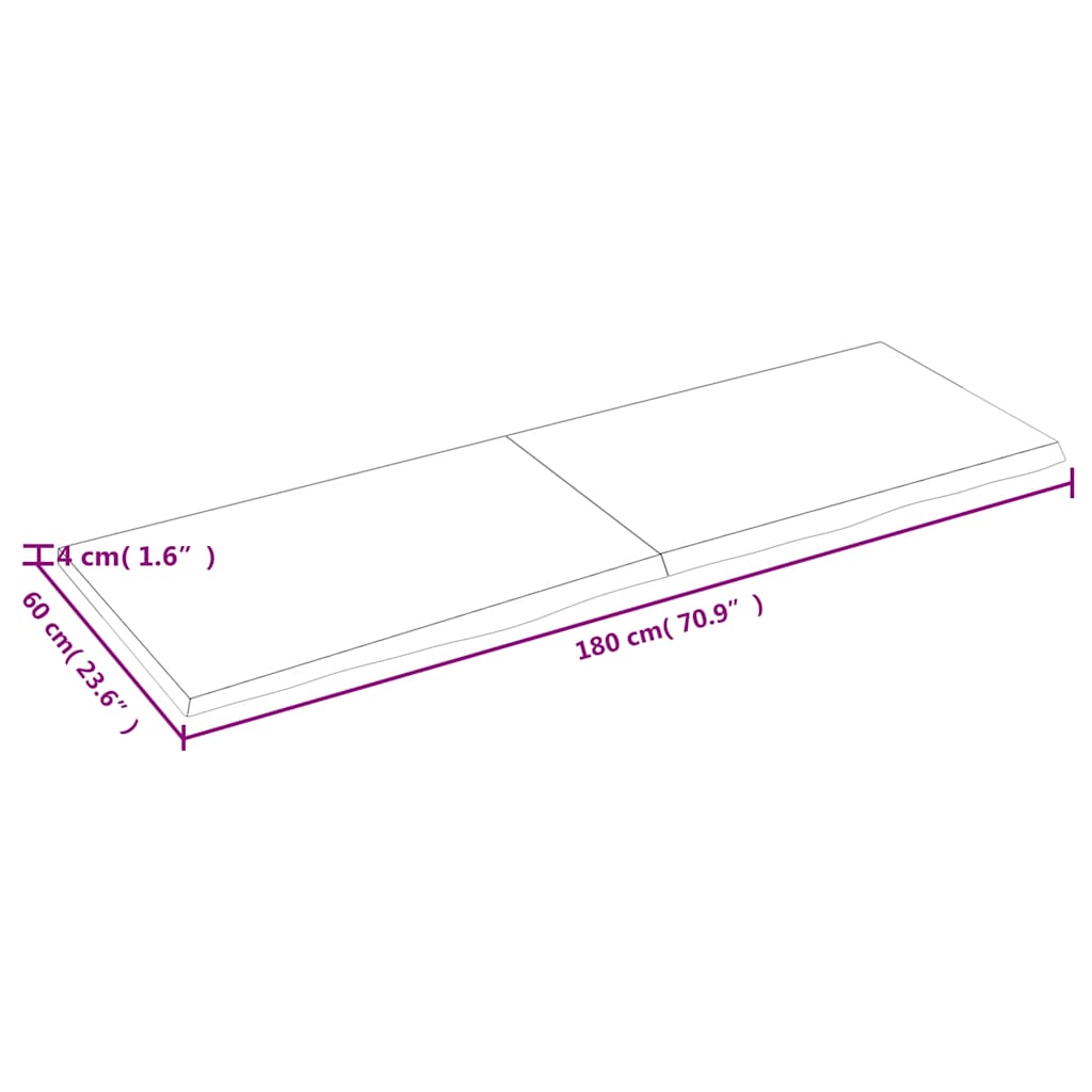 Πάγκος Μπάνιου 180x60x(2-4) εκ. από Ακατέργαστο Μασίφ Ξύλο