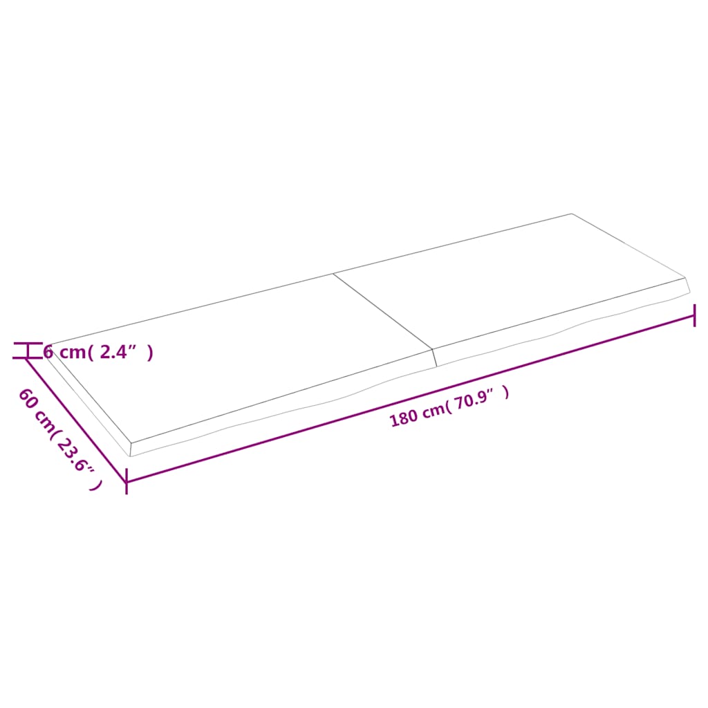 Πάγκος Μπάνιου 180x60x(2-6) εκ. από Ακατέργαστο Μασίφ Ξύλο