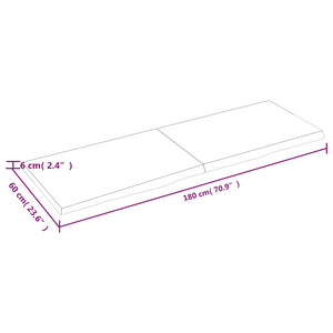 Πάγκος Μπάνιου 180x60x(2-6) εκ. από Ακατέργαστο Μασίφ Ξύλο